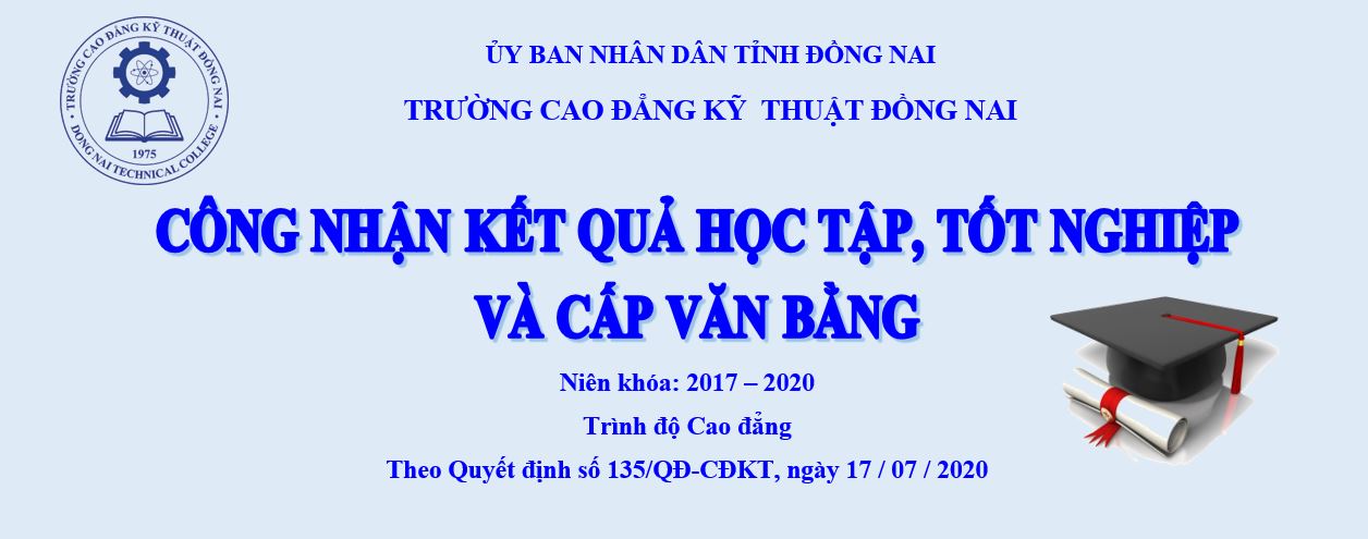 Công nhận kết quả học tập, tốt nghiệp, và cấp văn bằng trình độ cao đẳng (niên khóa 2017 - 2020)